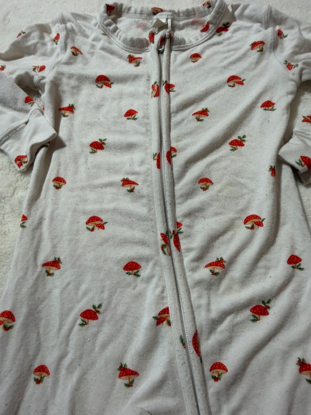 SKIMS Cream Footed One-Piece with Red Mushroom Print - Picture 4 of 4